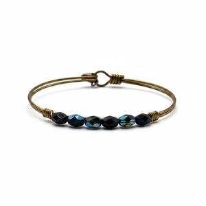 Luca + Danni Bangle Bracelet Gold Black‎ Blue Crystal Beaded Stackable L+S USA